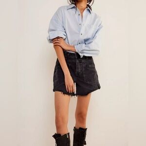 Free People Black Denim Shorts